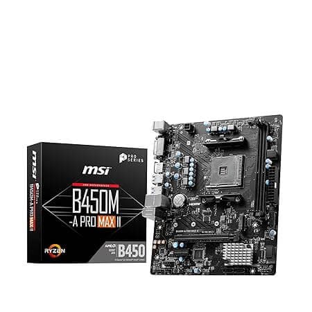 MSI B450M-A PRO MAX II Motherboard, Micro-ATX, AM4 DDR4 USB 3.2 Gen 1 HDMI