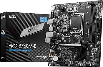MSI PRO B760M-E DDR4 Motherboard, Micro-ATX - Supports Intel 14th, 13th & 12th Gen Core Processors, LGA 1700 - DDR4 Memory Boost 4800+MHz/OC, PCIe 4.0 x16 Slot, M.2 Gen4 Slot